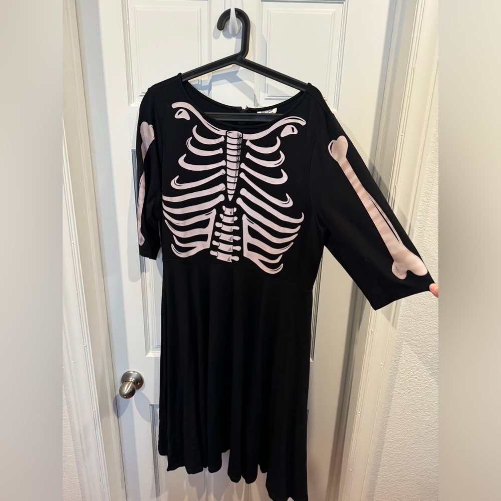 Unique Vintage Black and White Skeleton Dress